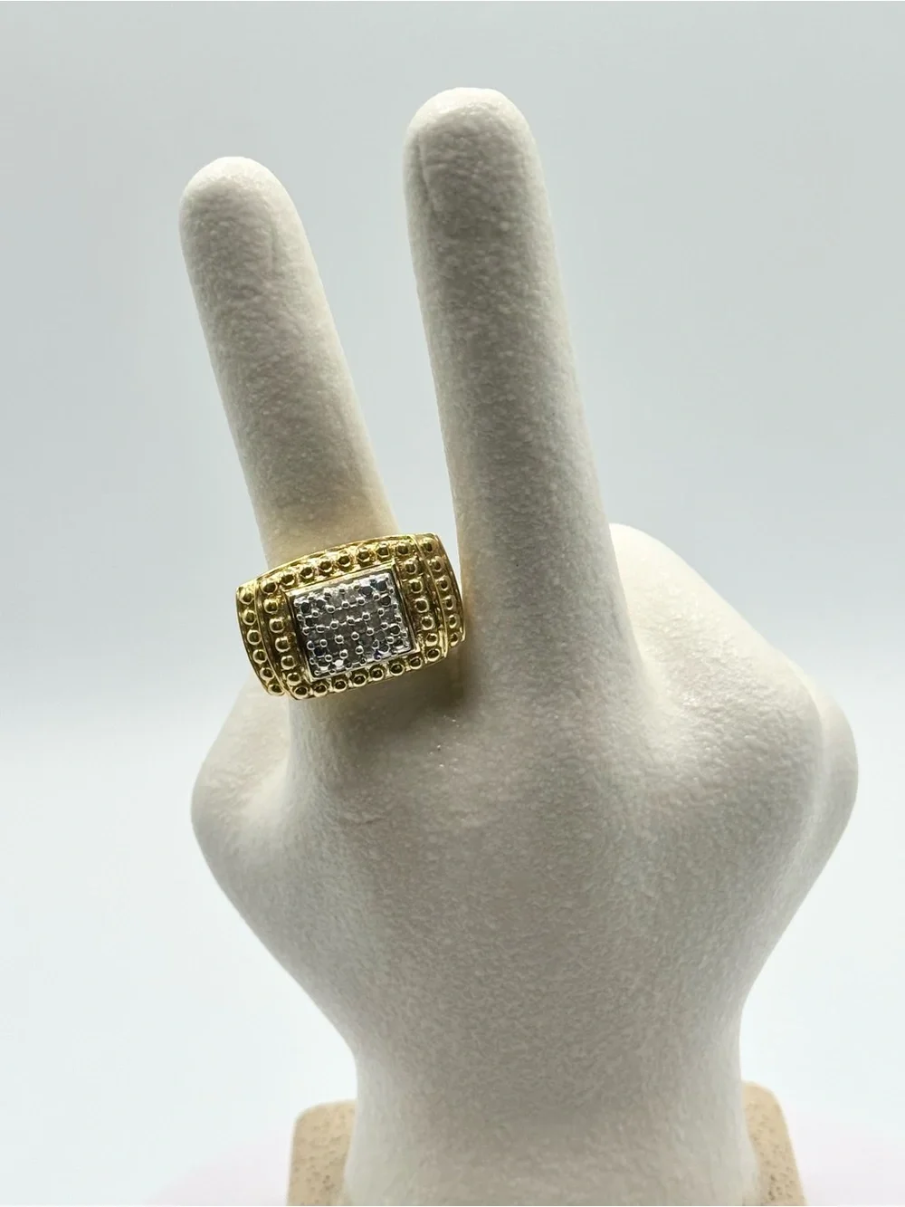 Yellow Gold & Silver Square Cluster Diamond Ring
